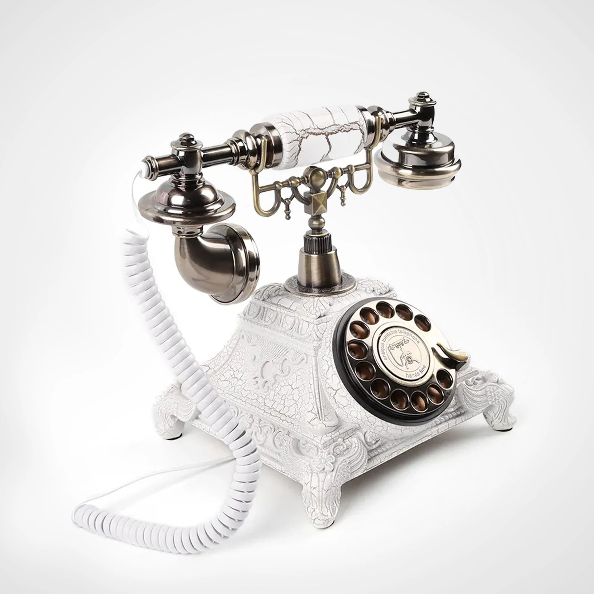Vintage white rotary telephone audio guestbook