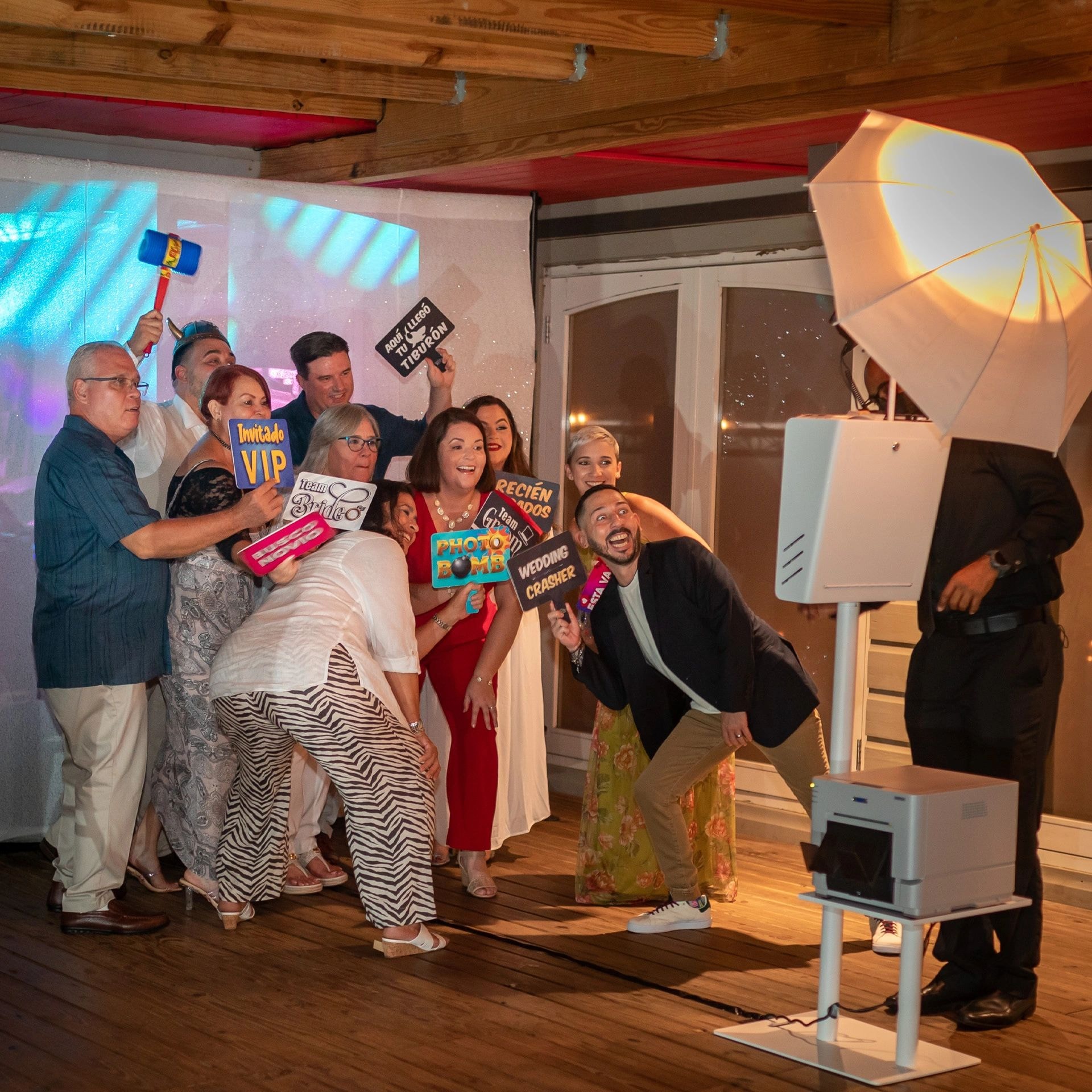 A festive event photo booth moment
